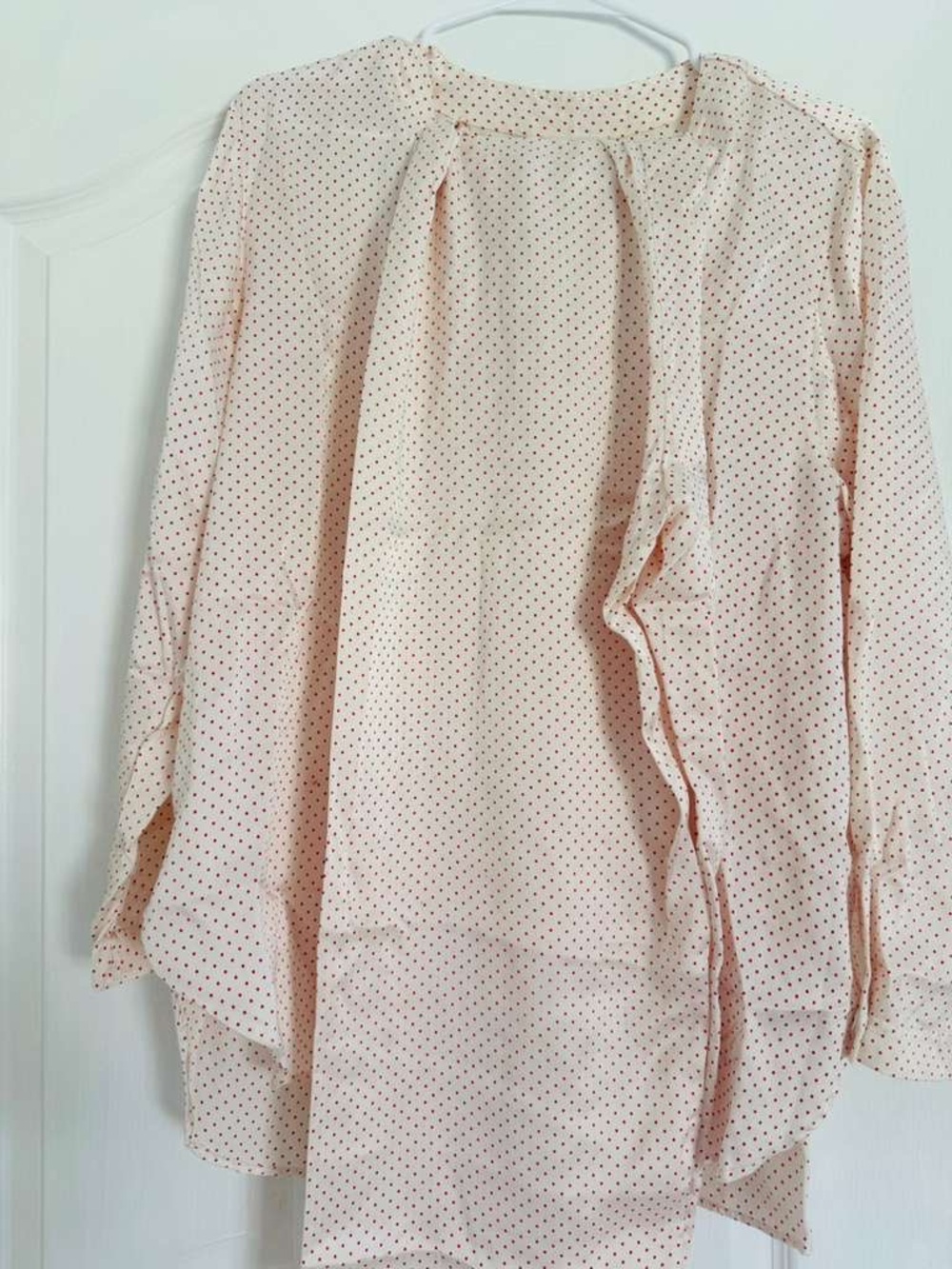 La Perla x Malizia SILK Women’s Light Pink Polka Dot Long-Sleeve Blouse